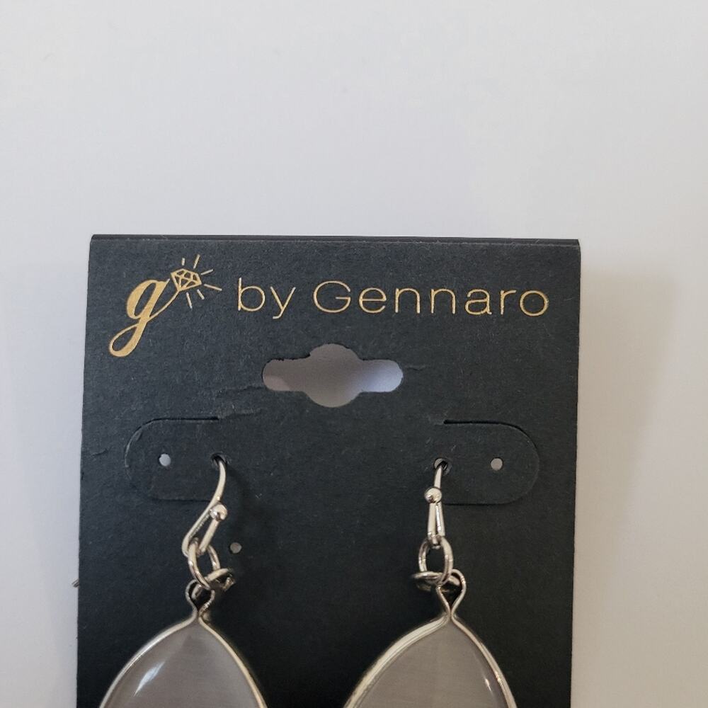 G By Gennaro Silver Tone Dangle Drop Earrings NWT - Picture 3 of 4